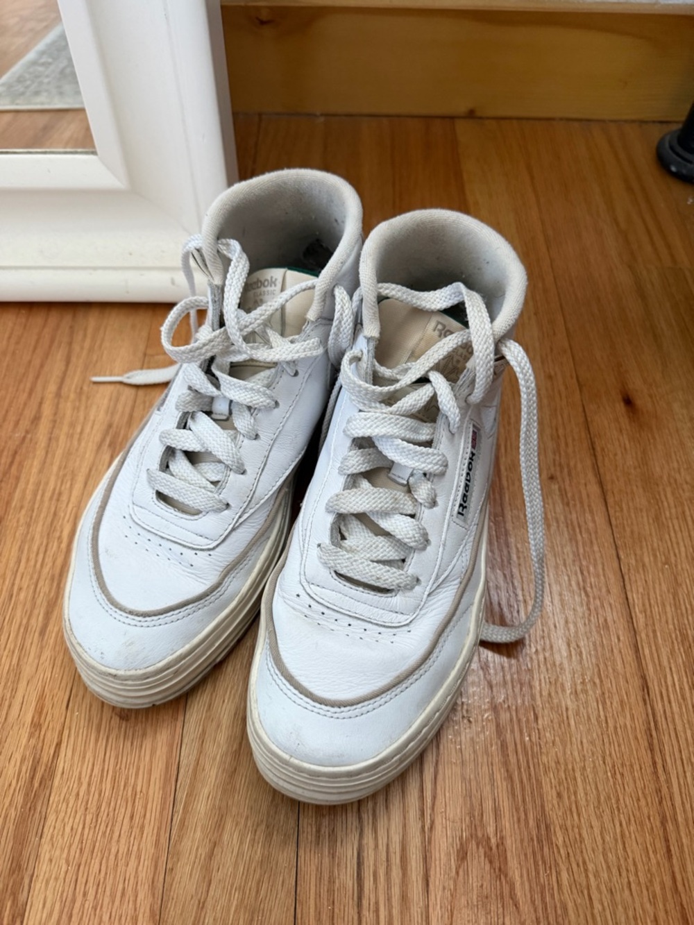 Reebok White Leather High-Top Sneakers